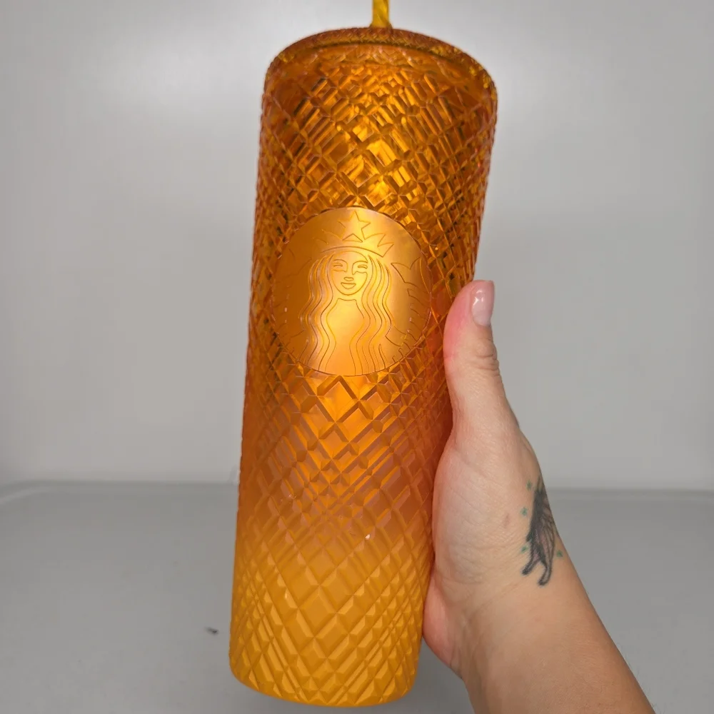 NEW Starbucks 2022 Summer Orange MANGO OMBRE Jeweled Venti Cold Cup Tumbler 24oz